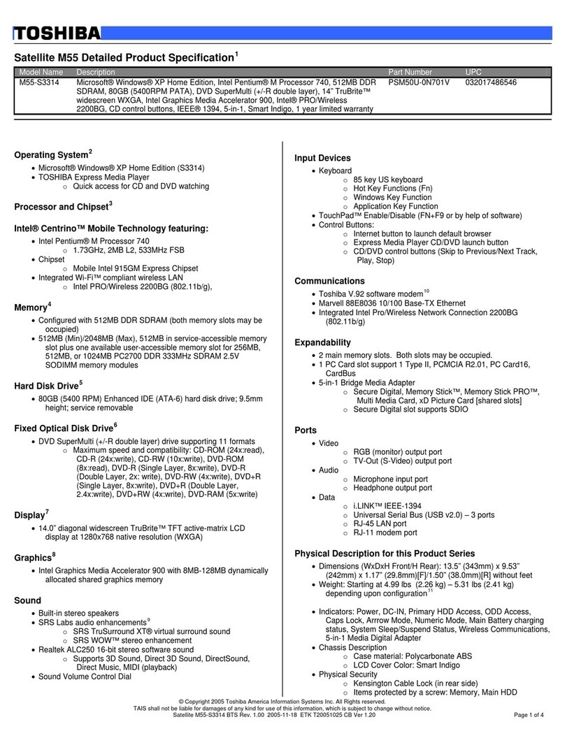 Toshiba M55-S3314 User manual