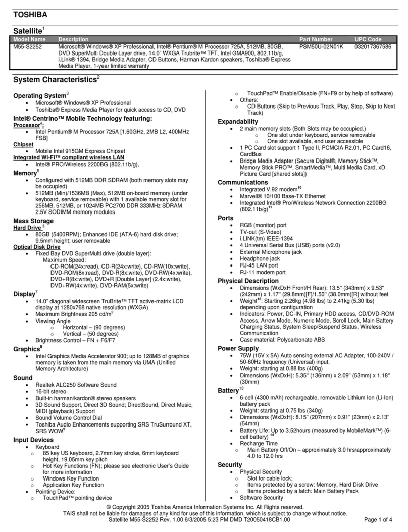Toshiba M55-S2252 User manual