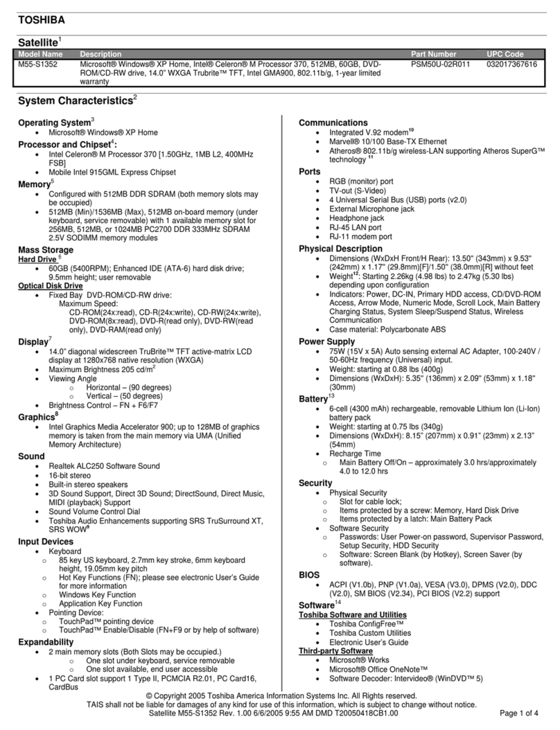 Toshiba M55-S1352 User manual