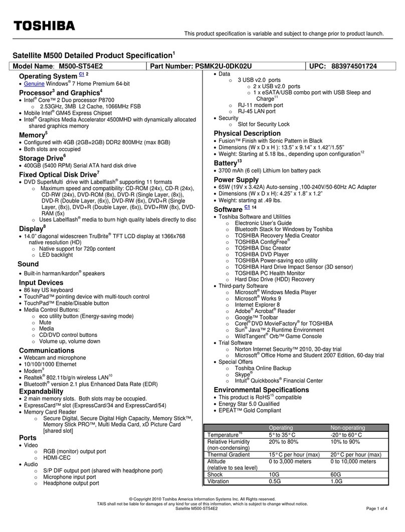 Toshiba M500-ST54E2 User manual