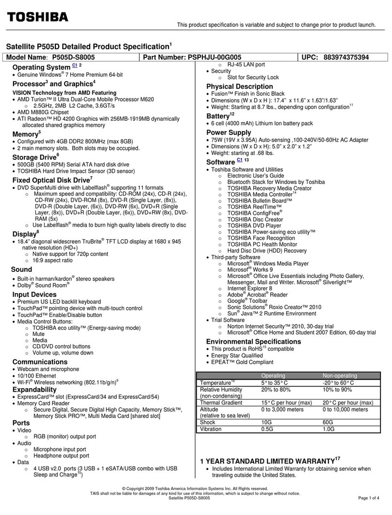 Toshiba P505D-S8005 User manual
