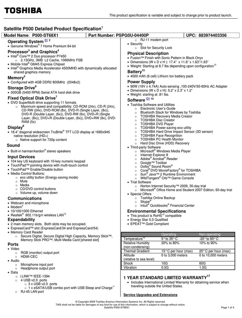 Toshiba P500-ST68X1 User manual