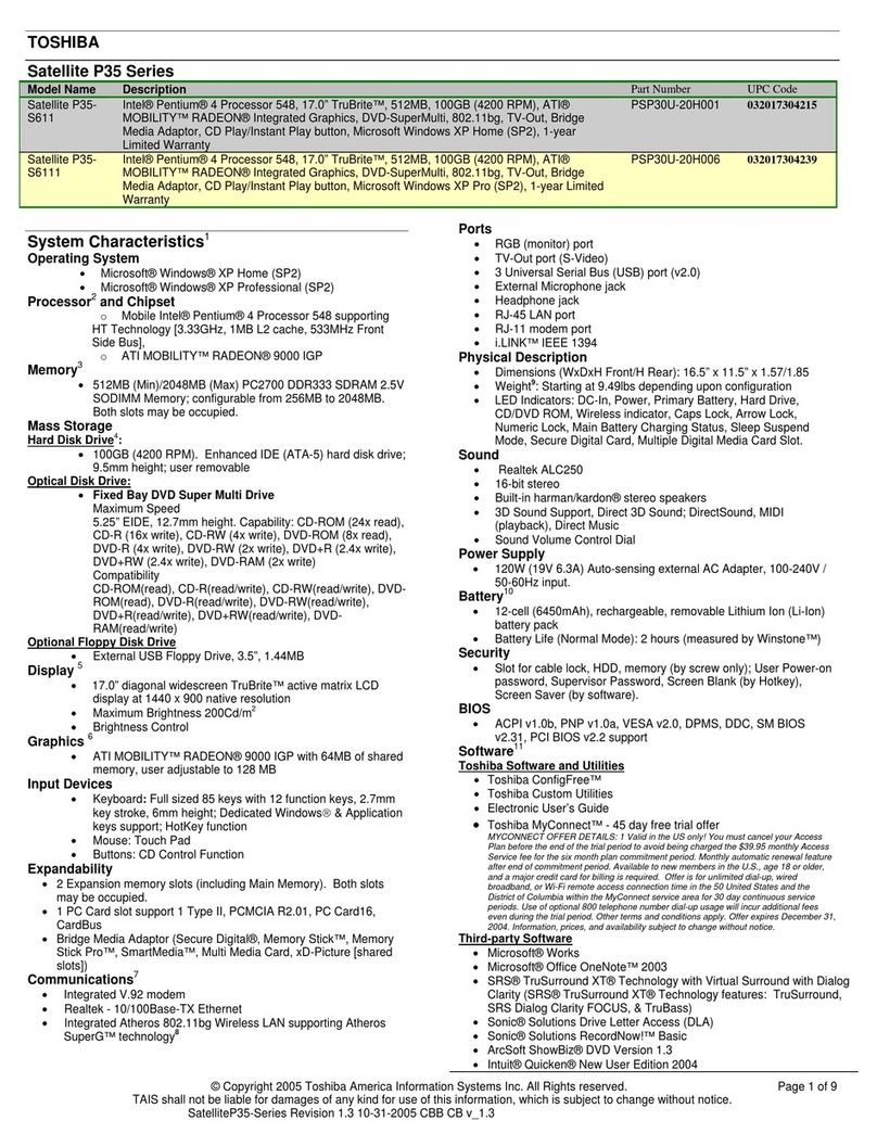 Toshiba P35-S611 User manual