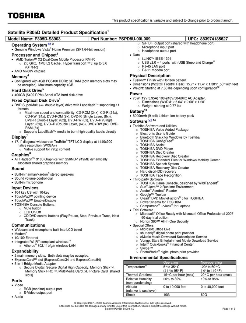 Toshiba P305D-S8903 User manual
