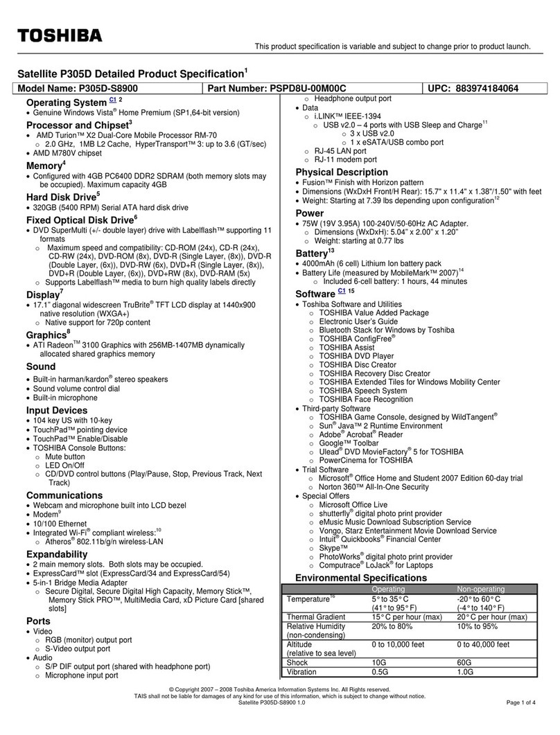 Toshiba P305D-S8900 User manual