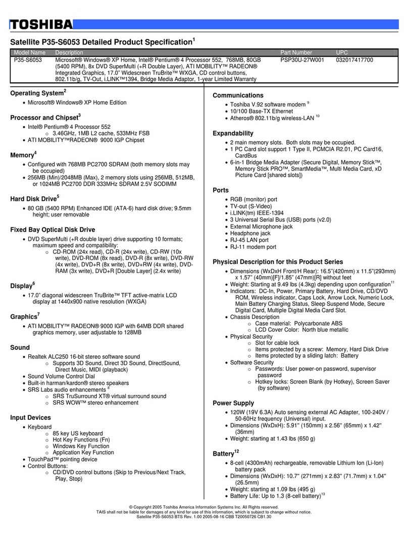 Toshiba P35-S6053 User manual
