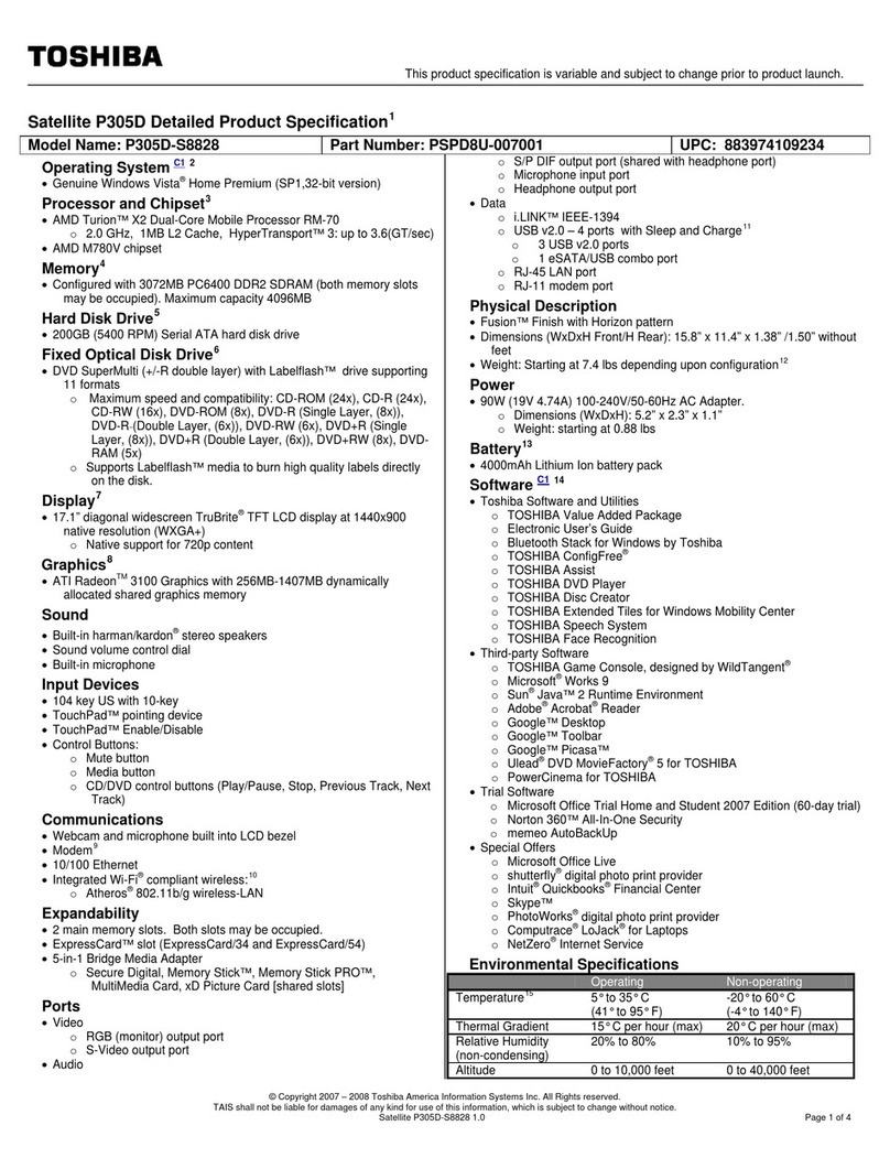 Toshiba P305D-S8828 User manual