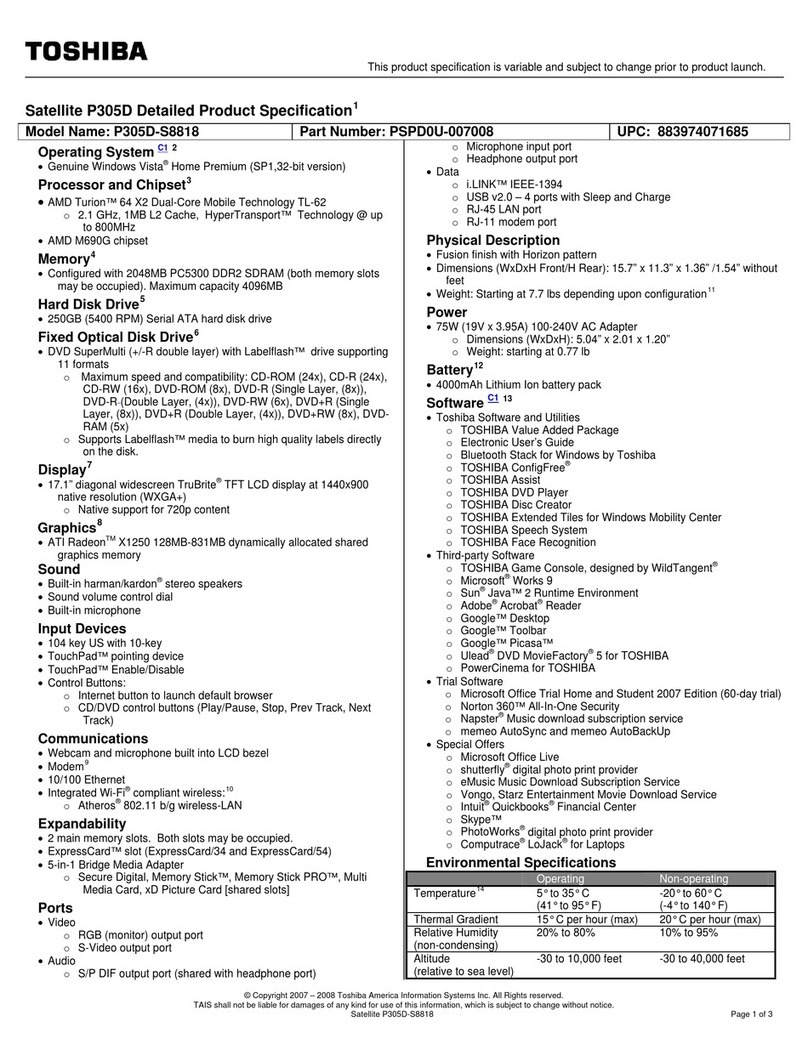 Toshiba P305D-S8818 User manual
