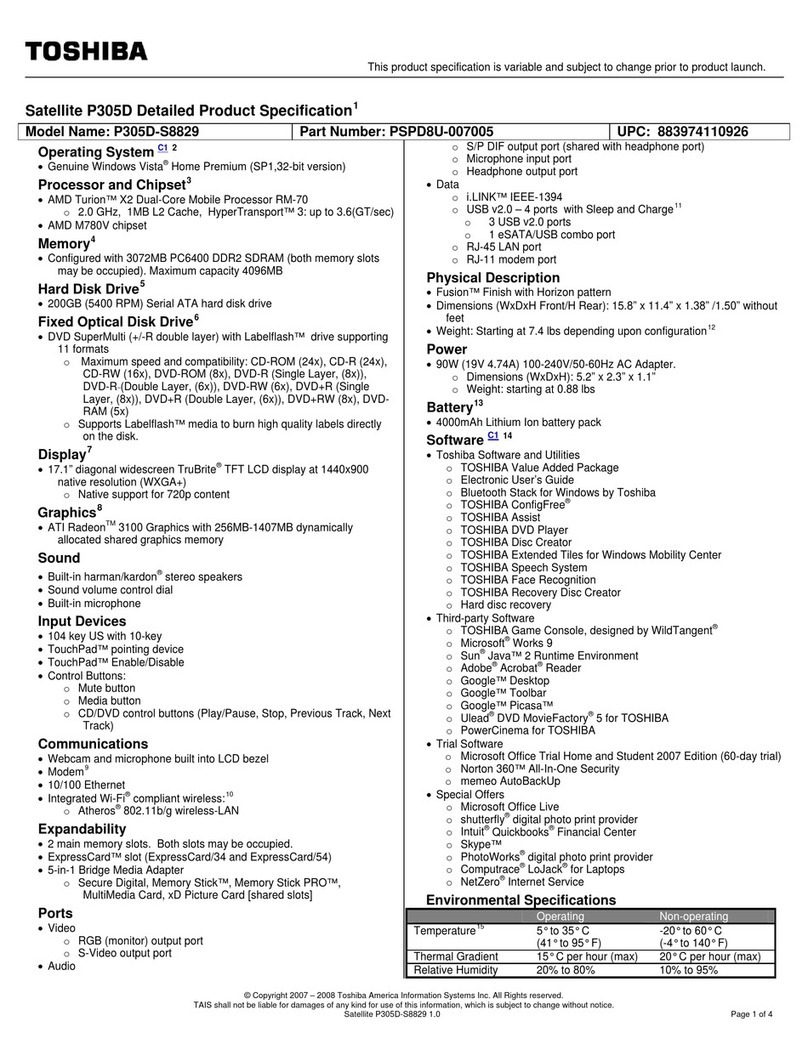 Toshiba P305D-S8829 User manual