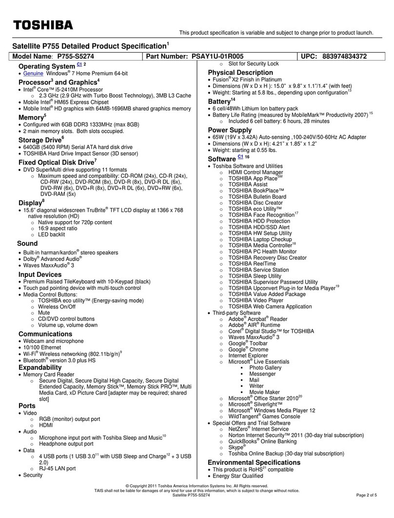 Toshiba P755-S5274 User manual