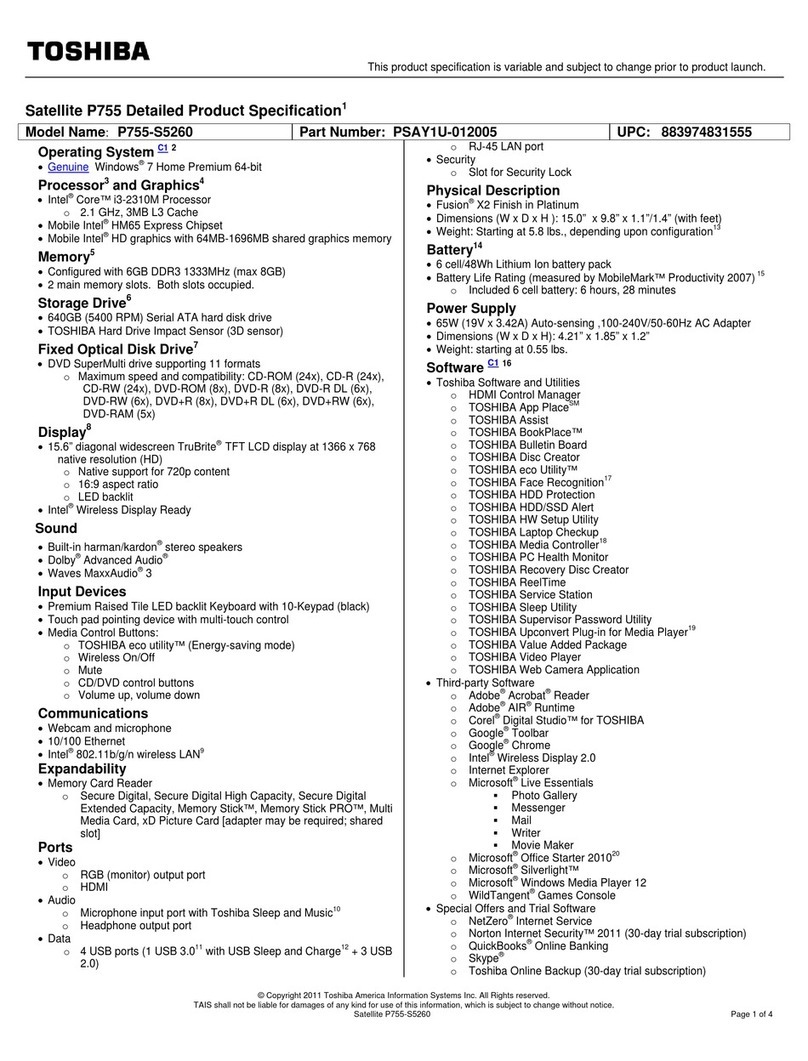 Toshiba P755-S5260 User manual