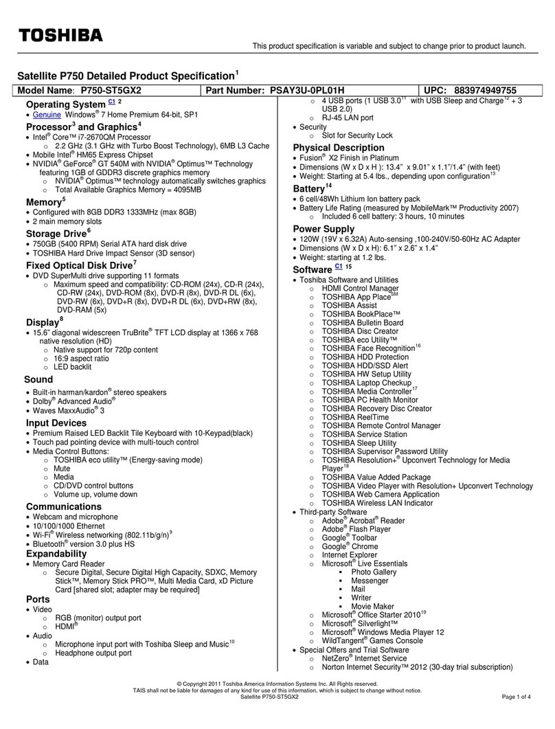 Toshiba P750-ST5GX2 User manual