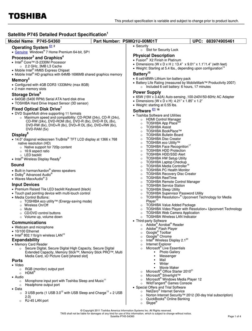 Toshiba P745-S4360 User manual