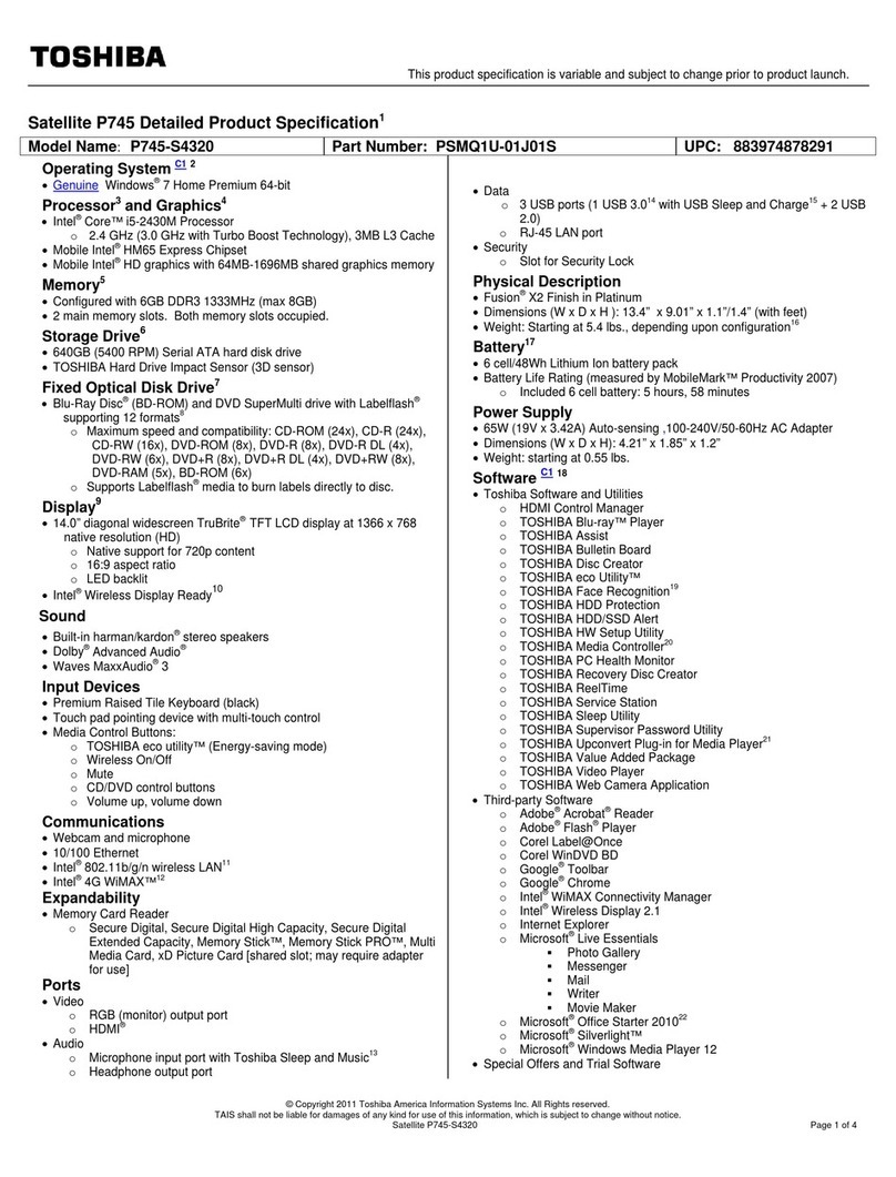 Toshiba P745-S4320 User manual