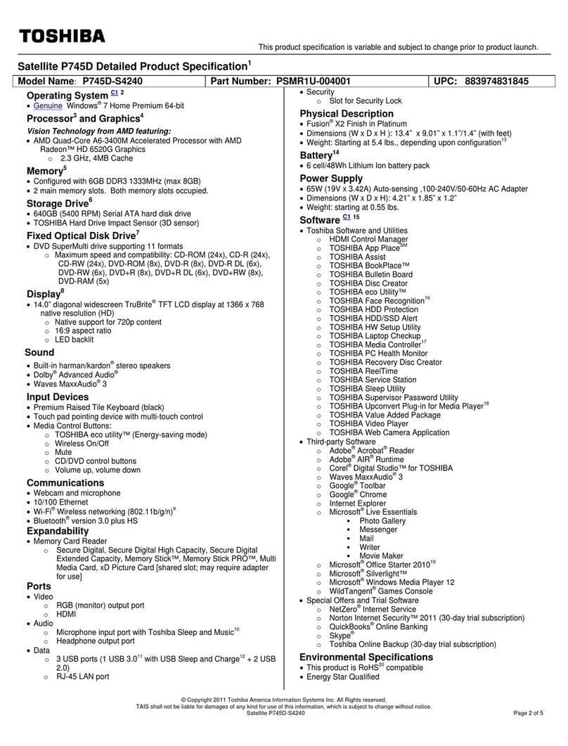 Toshiba P745D-S4240 User manual