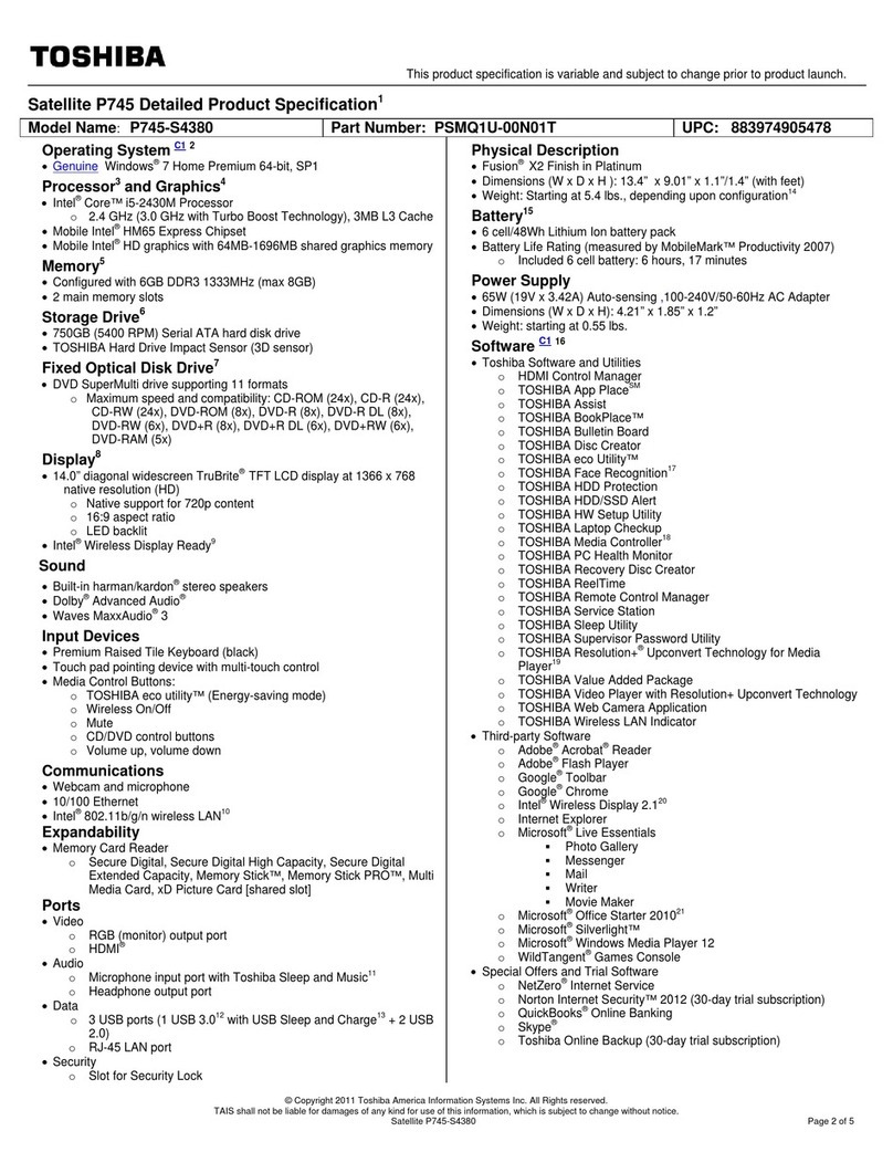 Toshiba P745-S4380 User manual