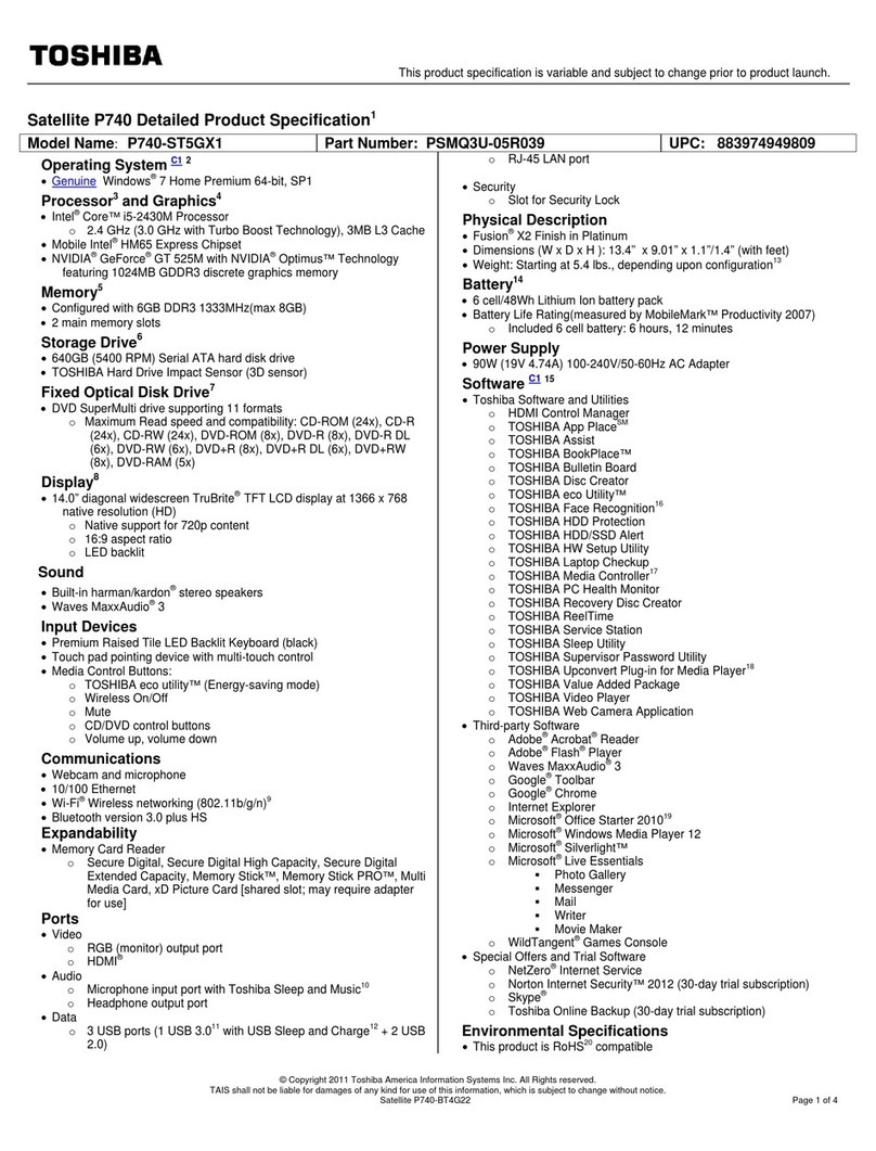 Toshiba P740-ST5GX1 User manual