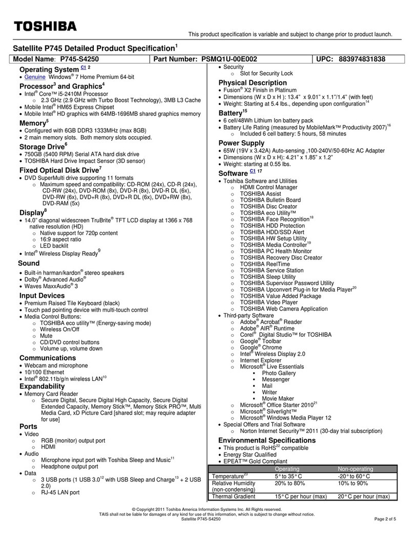 Toshiba P745-S4250 User manual