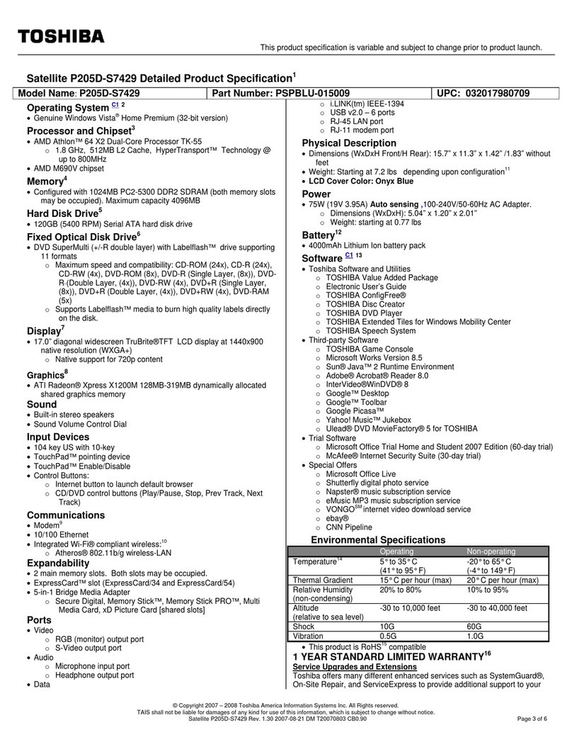Toshiba P205D User manual
