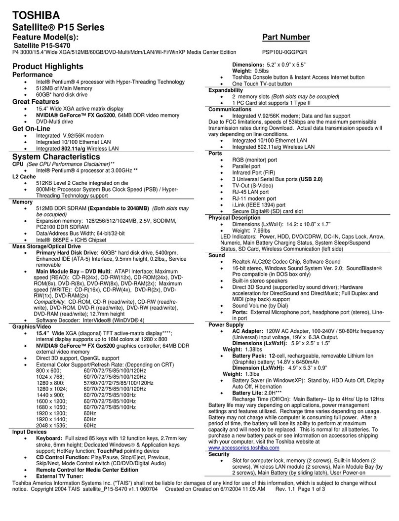 Toshiba P15-S470 User manual