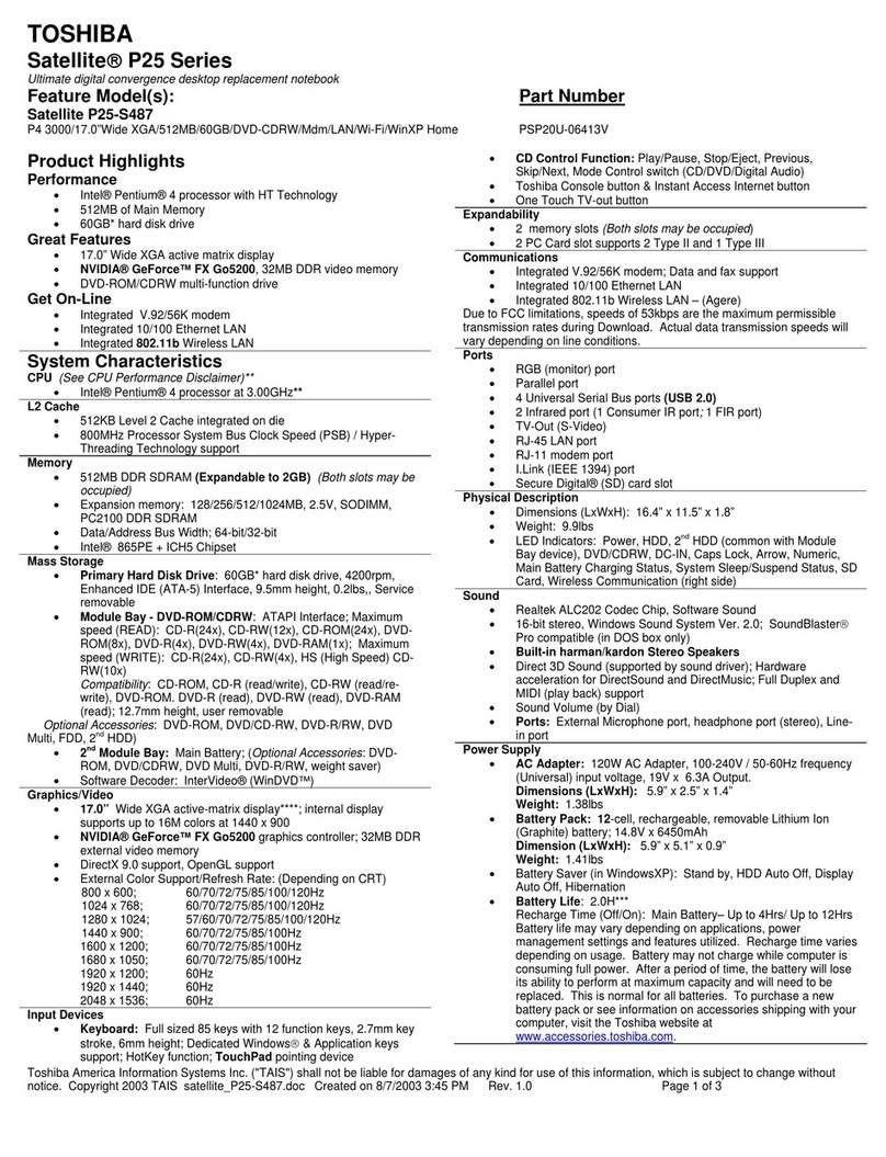 Toshiba P25-S487 User manual