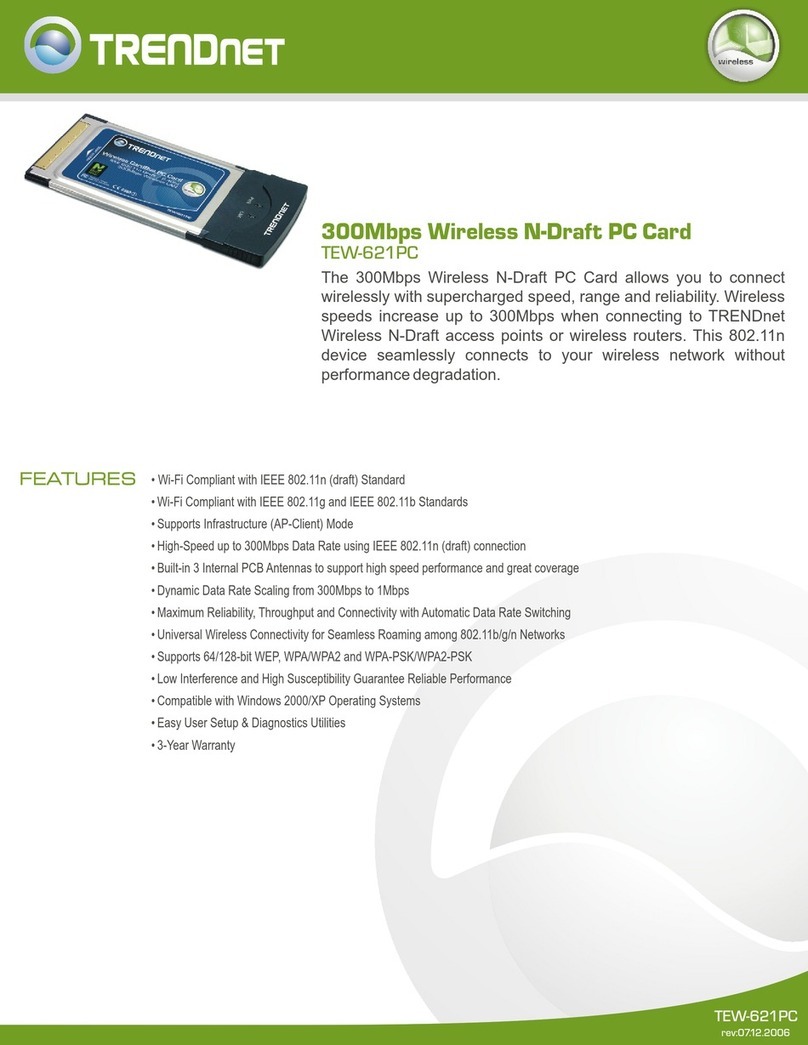 TRENDnet TEW-621PC - 300Mbps Wireless N PC Card... User manual