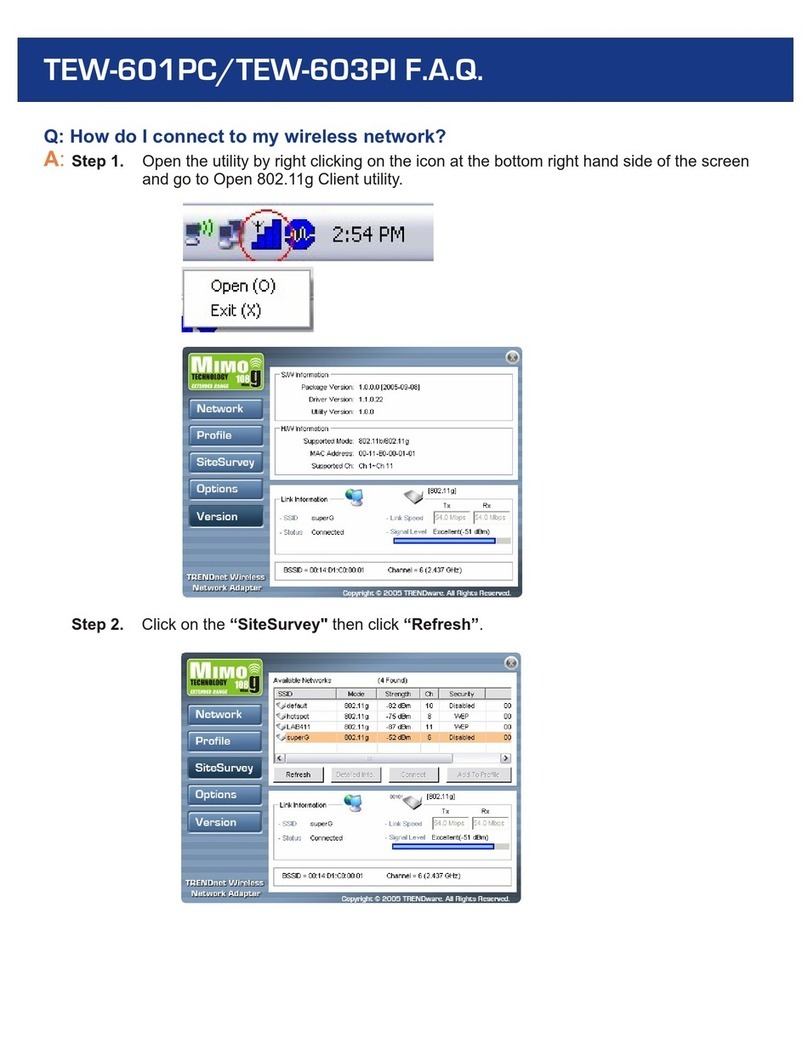 TRENDnet TEW-601PC - SUPER G MIMO WRLS PC CARD Instruction Manual