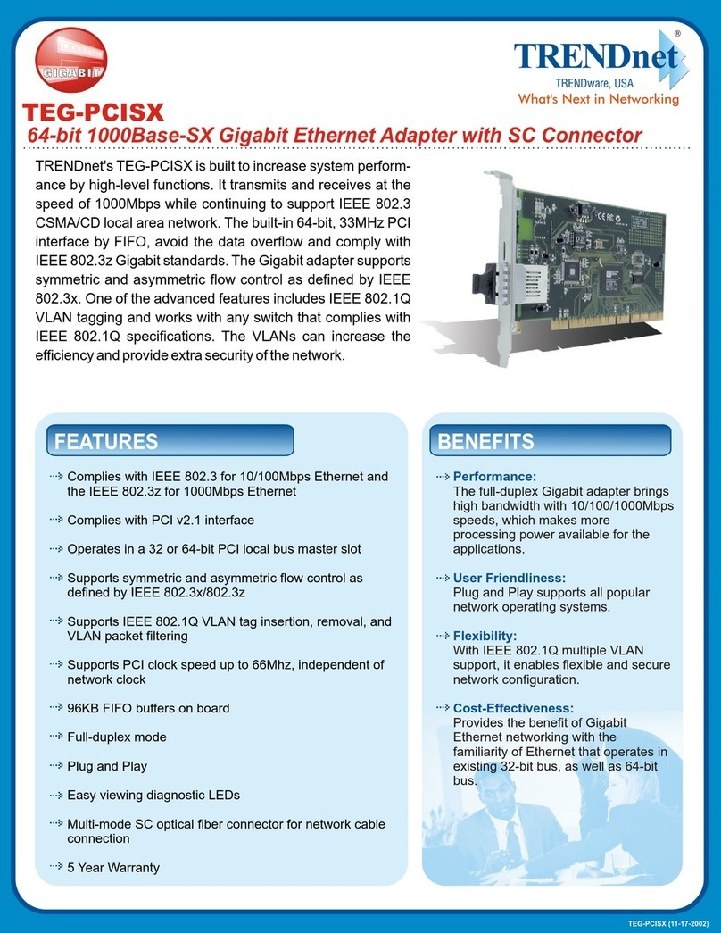 TRENDnet TEG-PCISX Specifications