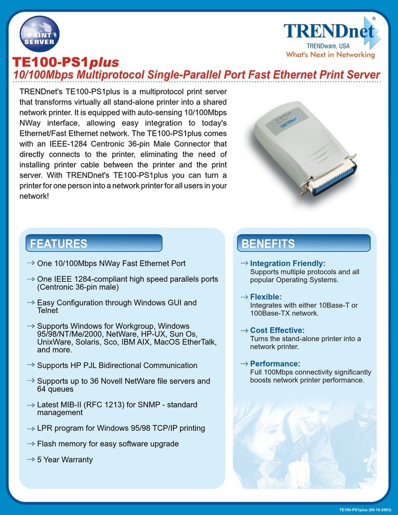 TRENDnet TE100-PS1plus Specifications TRENDnet TE100-PS1plus Specifications