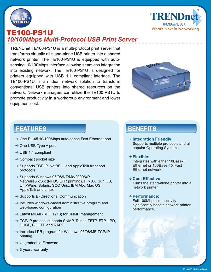 TRENDnet TE100-PS1U Specifications