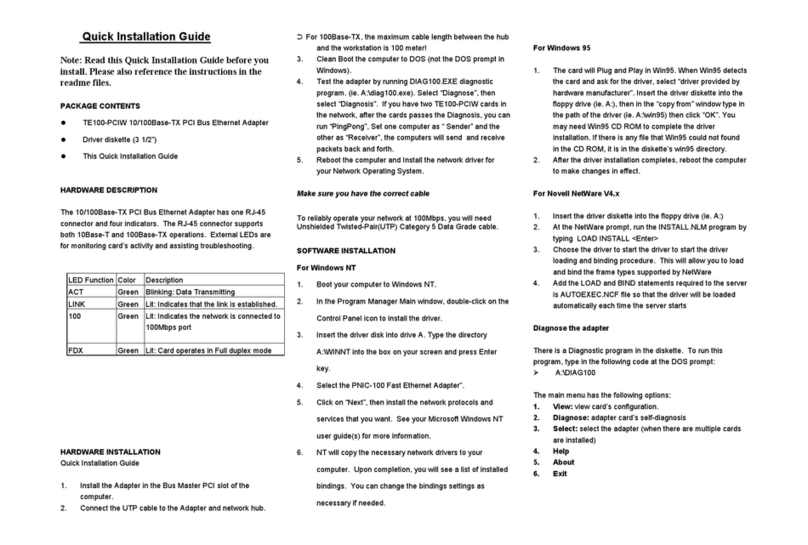 TRENDnet TE100-PCIW User manual