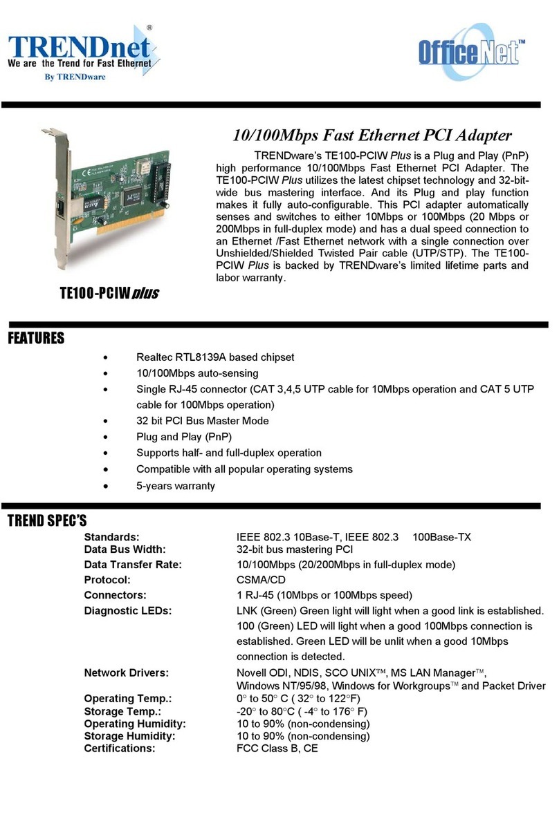 TRENDnet TE100-PCIWplus User manual
