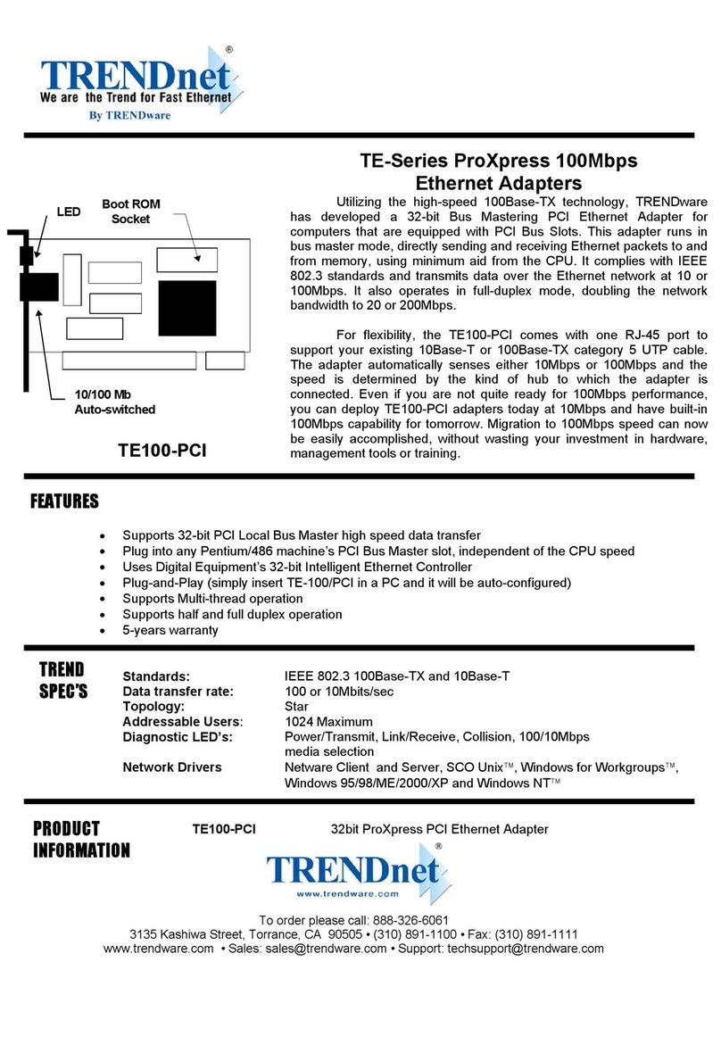 TRENDnet TE100-PCI User manual