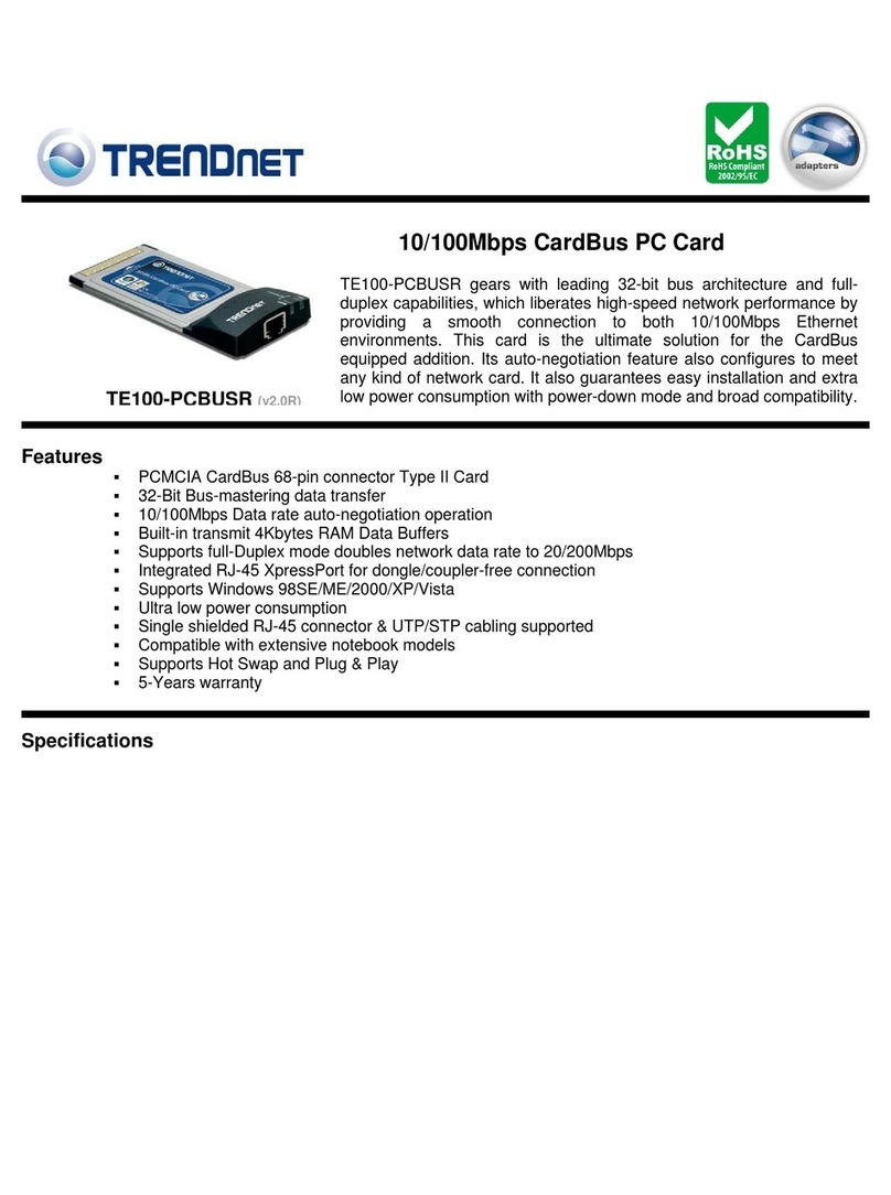 TRENDnet TE100-PCBUSR - DATA SHEETS User manual