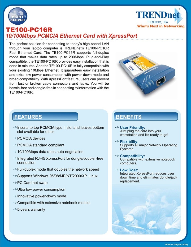 TRENDnet TE100-PC16R User manual