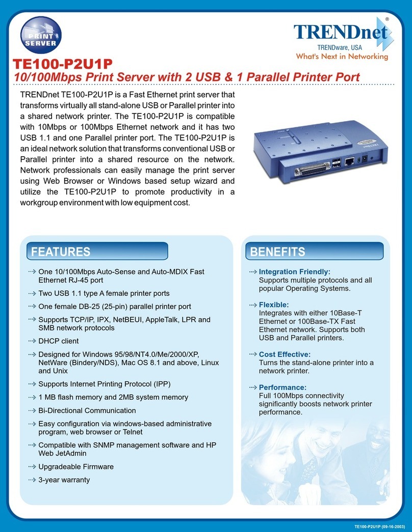 TRENDnet TE100-P2U1P Specifications