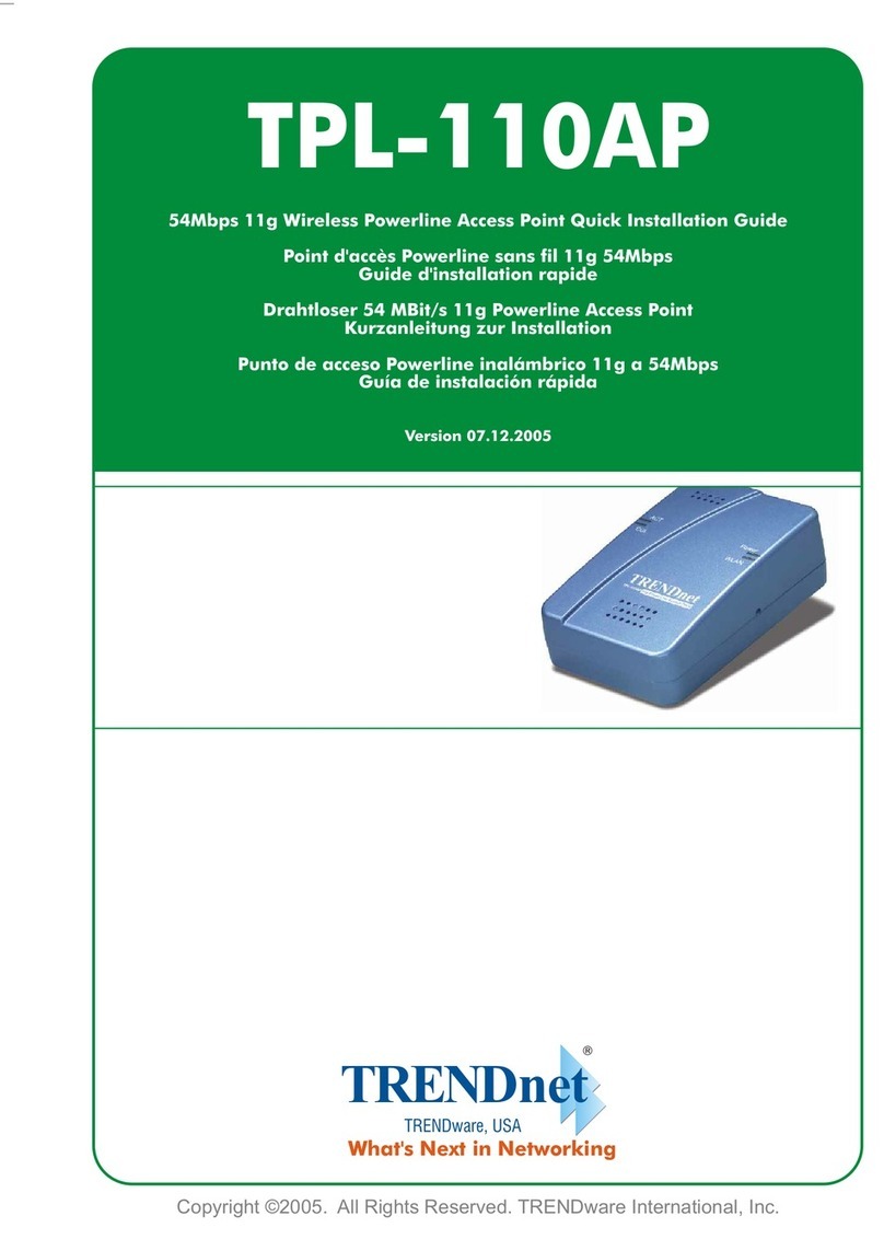 TRENDnet TPL-110AP - 125Mbps 802.11g Wireless Powerline Access... User manual