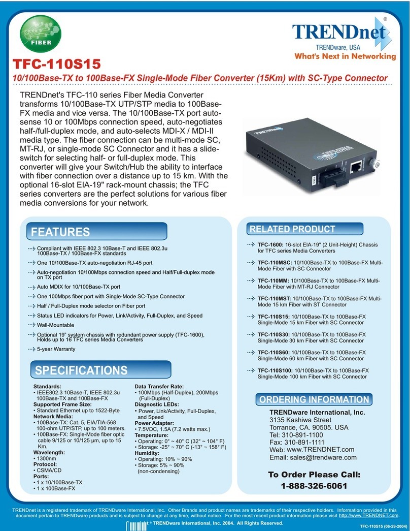TRENDnet TFC-110S15 - DATA SHEETS Specifications TRENDnet TFC-110S15 - DATA SHEETS Specifications