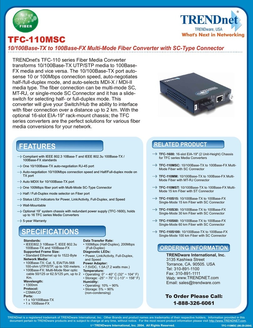 TRENDnet TFC-110MSC - DATA SHEETS User manual TRENDnet TFC-110MSC - DATA SHEETS User manual