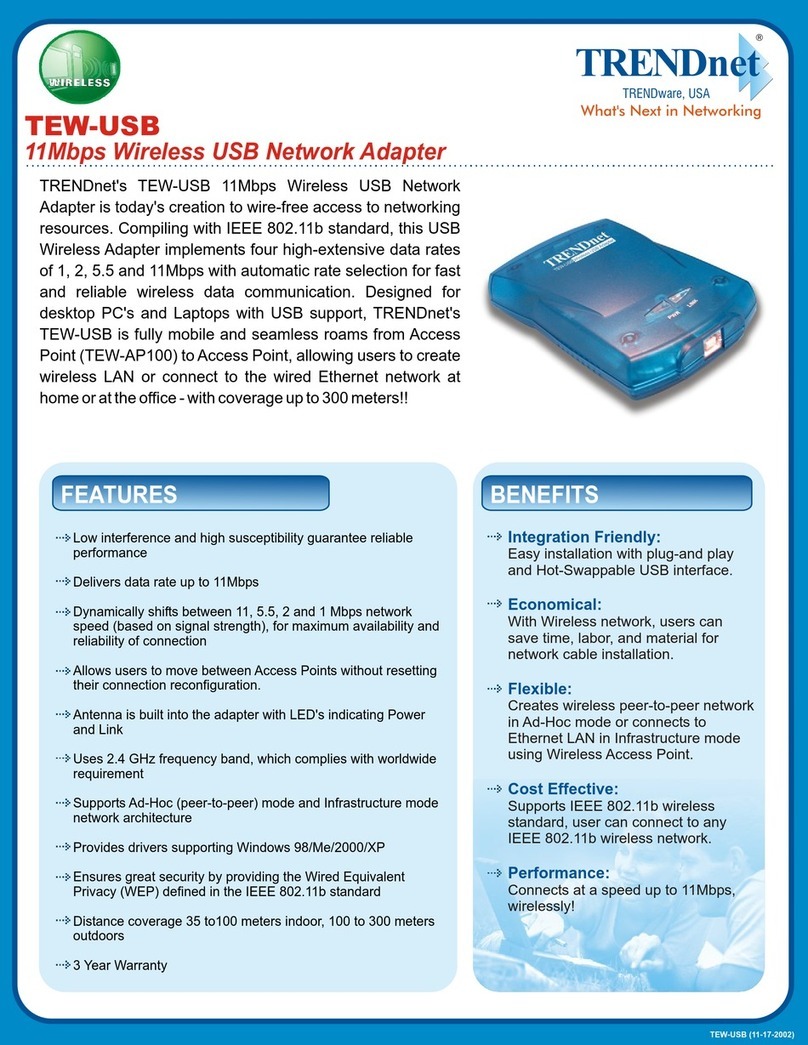 TRENDnet TEW-USB Specifications