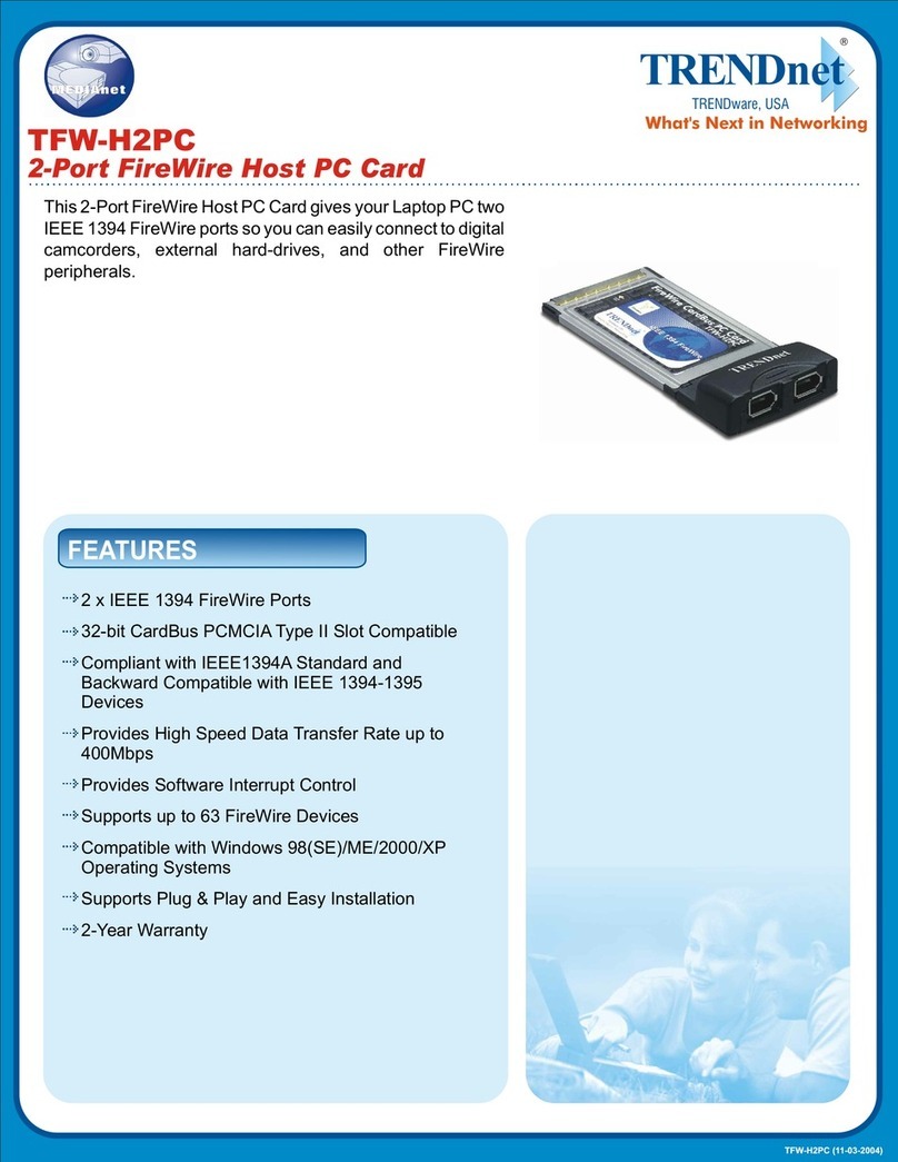 TRENDnet TFW-H2PC - DATA SHEETS Specifications