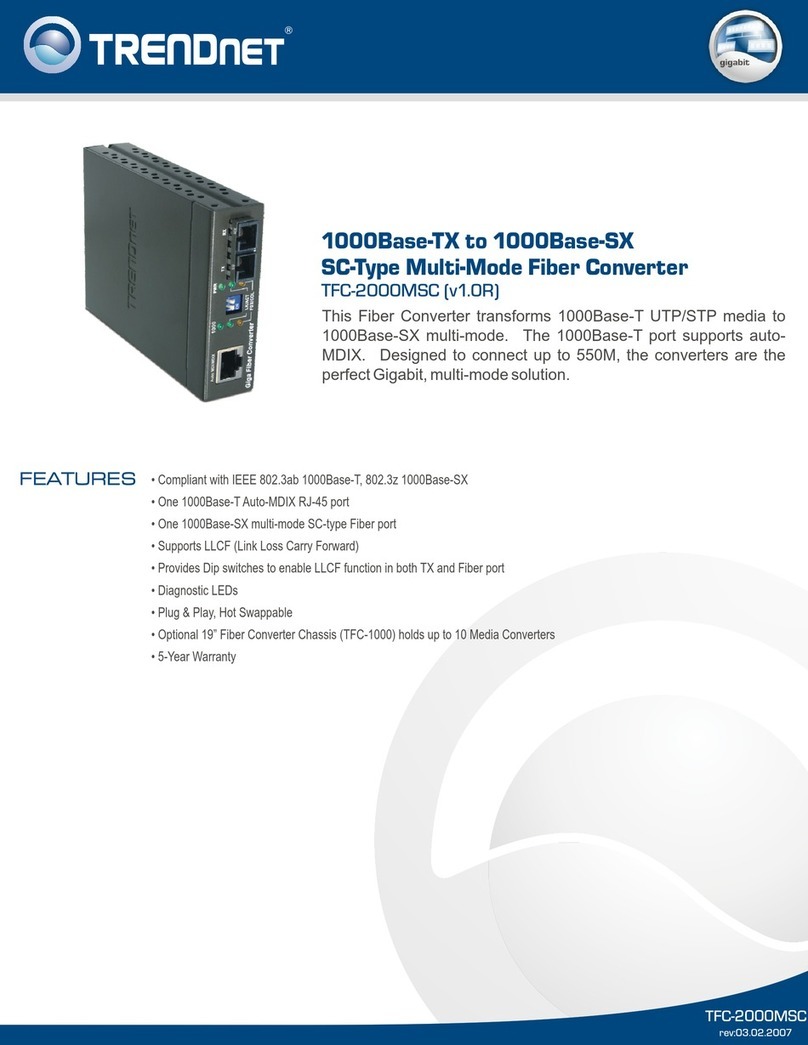 TRENDnet TFC-2000MSC - 1000Base-T to 1000Base-SX Multi-Mode SC Fiber... User manual
