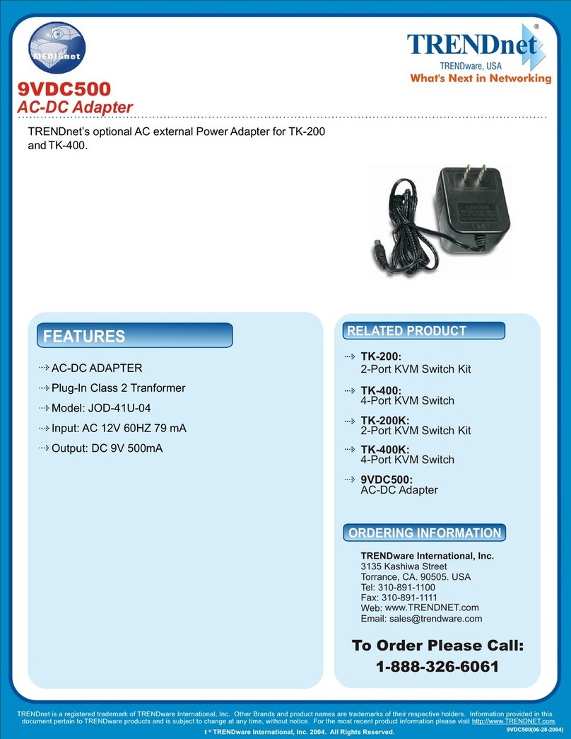 TRENDnet 9VDC500 supplementary guide