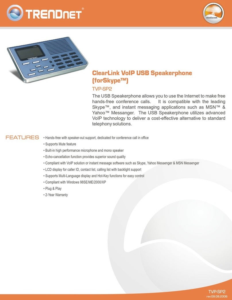 TRENDnet TVP-SP2 - VoIP USB Speakerphone Phone Specifications TRENDnet TVP-SP2 - VoIP USB Speakerphone Phone Specifications