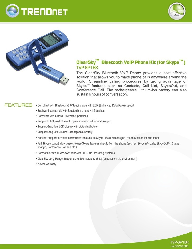 TRENDnet ClearSky TVP-SP1BK Specifications