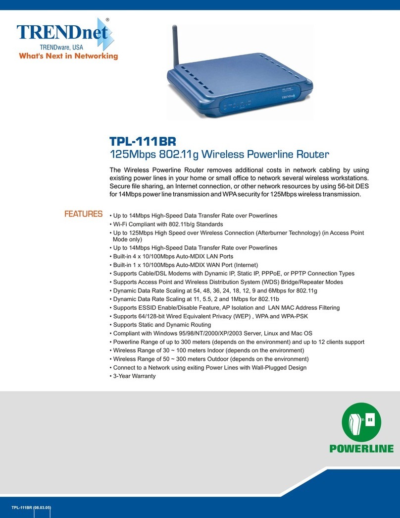 TRENDnet TPL-111BR - WIRELESS POWERLINE ROUTER 125 User manual