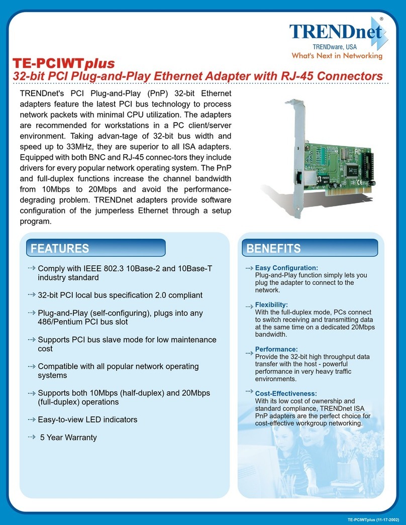 TRENDnet TE-PCIWTplus User manual