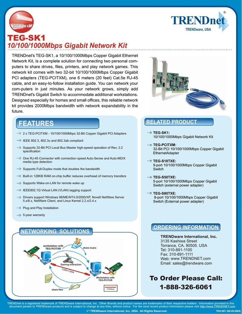 TRENDnet TEG-SK1 Specifications