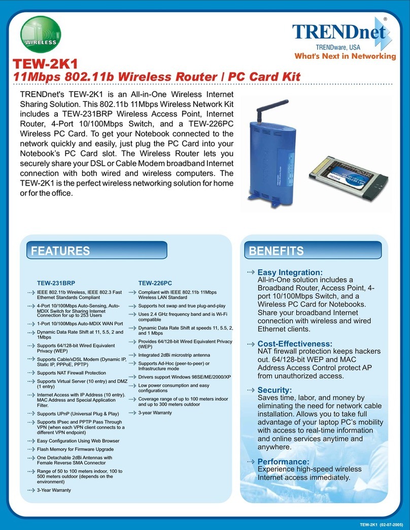 TRENDnet TEW-2K1 User manual