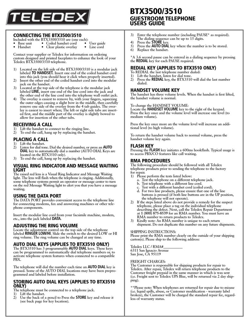 Teledex BTX3500 User manual
